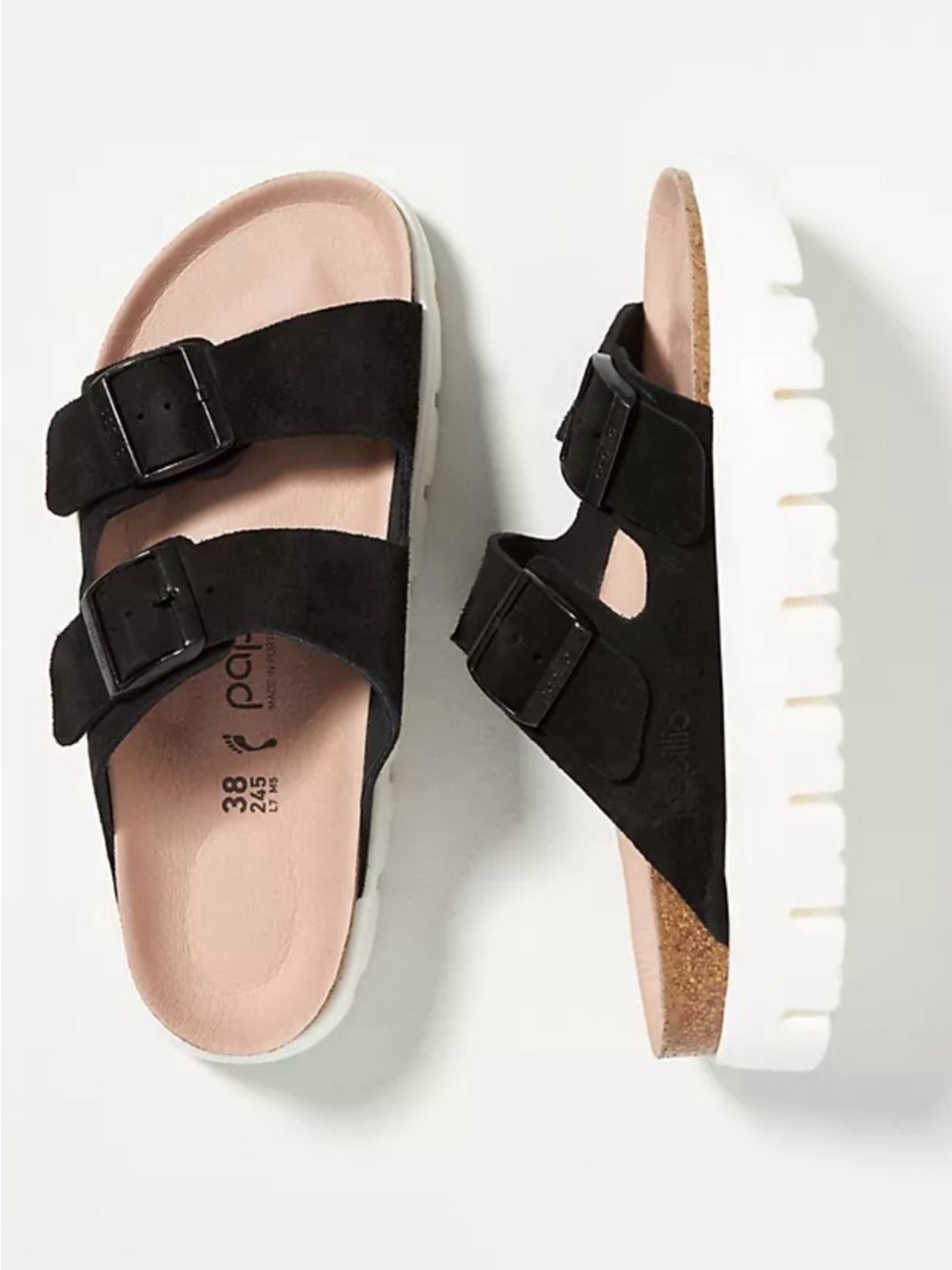 Anthropologie Birkenstock Arizona Sport Sandals Black Papillio Platforms